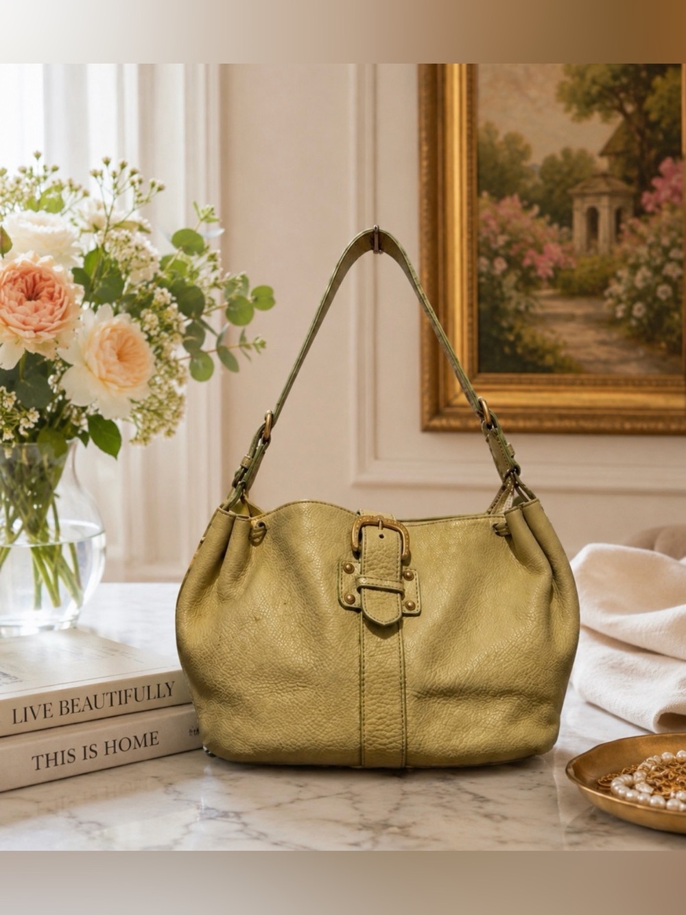 Dooney & Bourke light Green Slouchy Leather Shoulder Bag